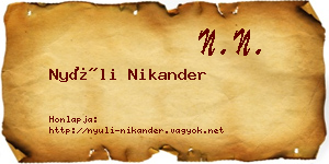 Nyúli Nikander névjegykártya